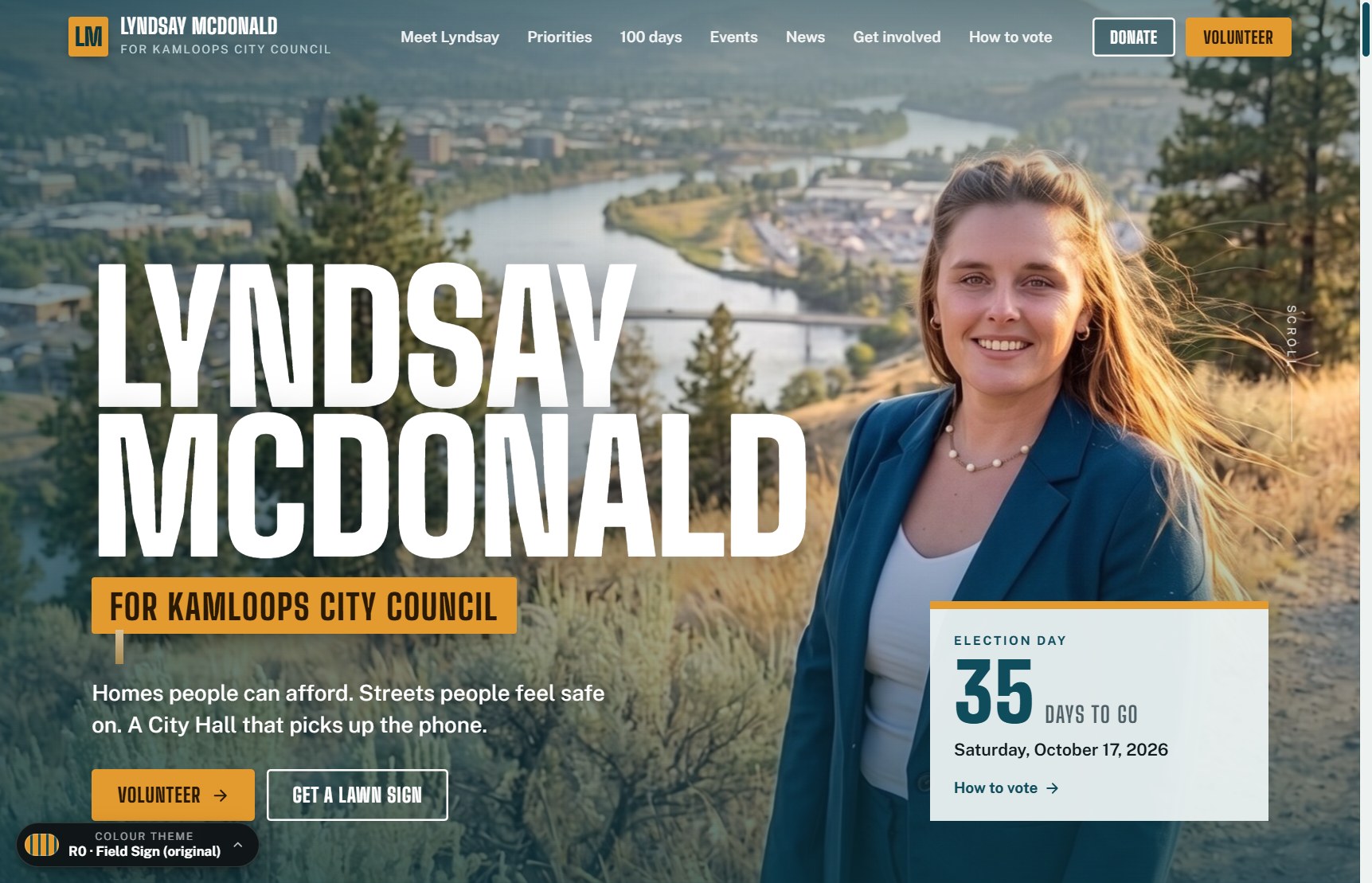 Lyndsay McDonald for Kamloops City Council: campaign hero with election-day countdown